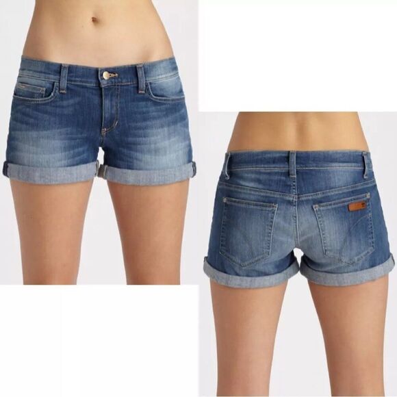 Joe's Jeans Denim Shorts Women 27 Blue Low Rise Cotton Allison Rolled Hem Shorts - Picture 1 of 8